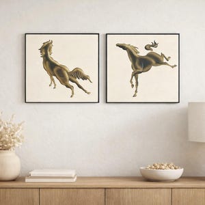 Vintage Devonware Horse Wall Art Pair | Mid Century Canadian | 1950s Brass-Tone Equestrian Decor