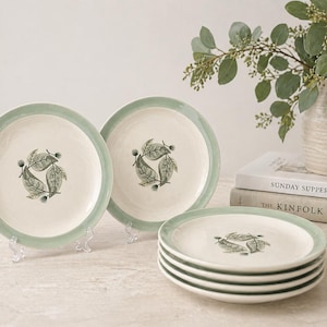 6 Piece Wedgwood Woodbury Bread Plates | Vintage English Stoneware | Mid-Century Modern Tableware