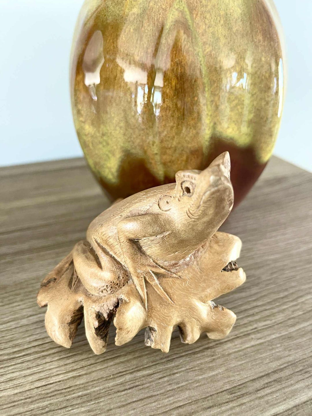 Rustic Frog Hand-carved Wooden Frog Figurine | Rustic Folk Art Sculpture - Etsy