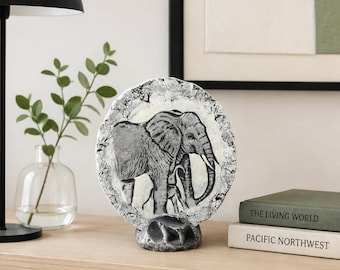 Vintage Elephant Plaque, Shapes of Clay, Mount St Helens Ash Art