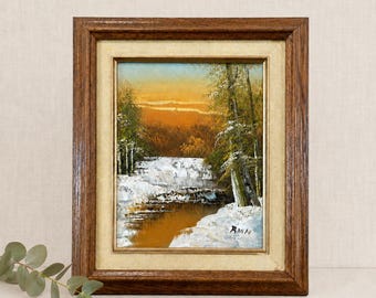 Original Artist Signed Wood Framed Landscape Oil Painting