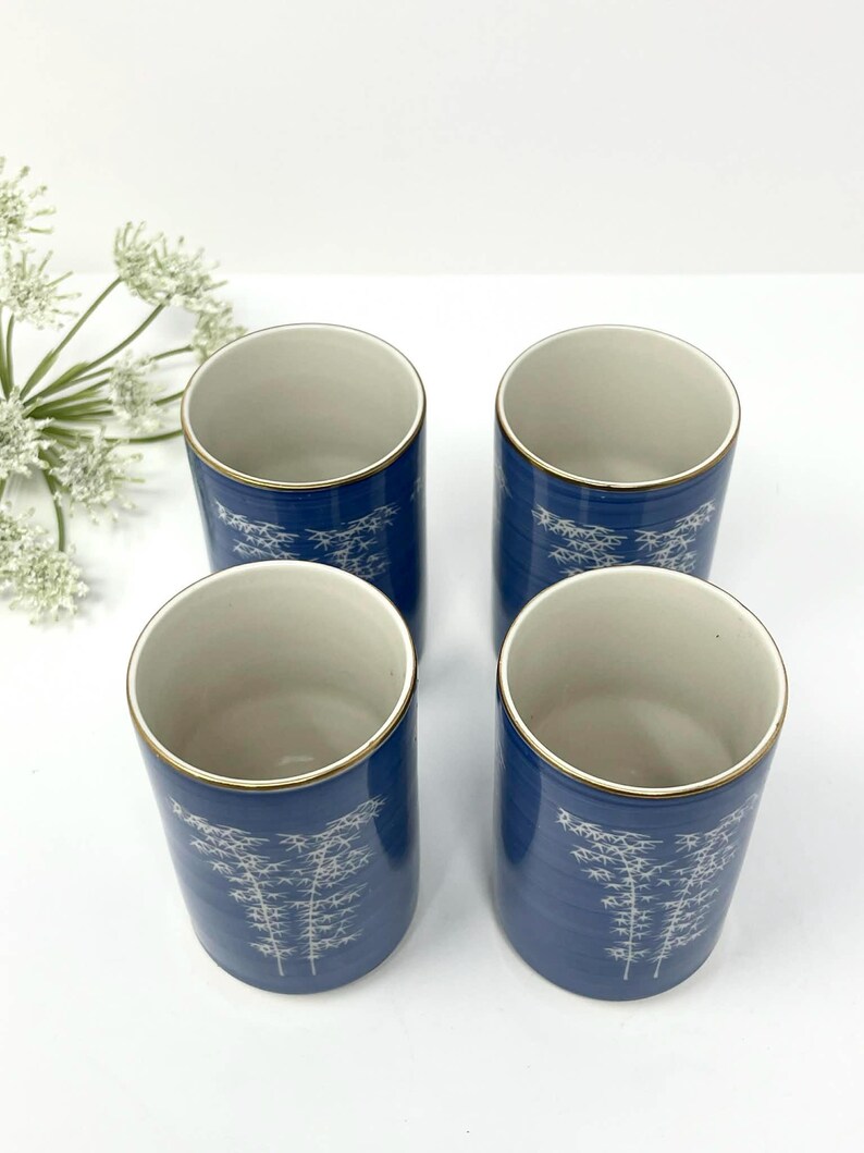 Handleless Design Cups Vintage Porcelain Handleless Tea Cups Set of 4 | Mid Century Asian ...