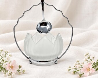 Vintage English Lotus Jam and Relish Dish with Hanging Spoon | Condement Dish