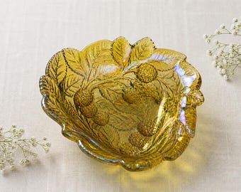 Vintage Indiana Carnival Glass Bowl | Iridescent Loganberry Pattern