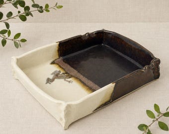 Vintage Signed Studio Pottery Frog Tray | Ceramic Catchall Dish