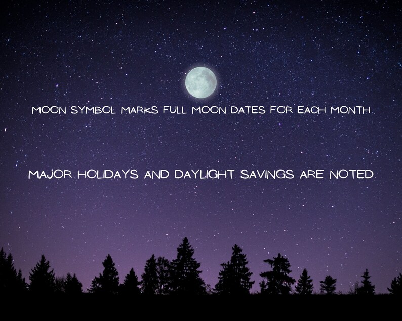 Printable 2024 Owl Calendar full Moon Dates Included Etsy