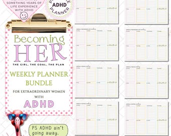 Adult ADHD Weekly Checklist Printable Planner, To Do List, Weekly Reminder List, Weekly Planner. Instant Digital Download PDF, Weekly Notes