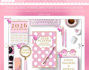 Digitaler Planer 2026, Goodnotes-Planer, iPad-Planer, Notability-Tages-, Wochen- und Monatsplaner, Digitaler Download, ADHS-Planer