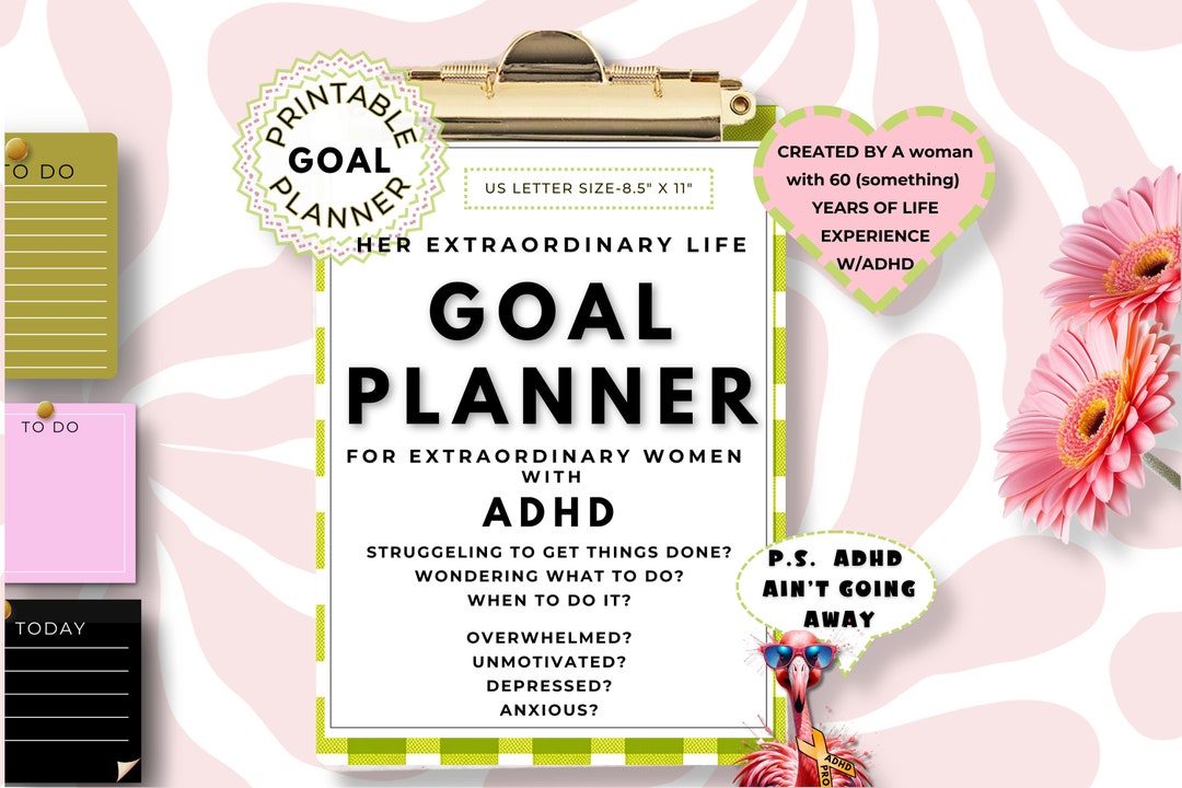 ADHD Goal Planner for Goal Setting, Adult ADHD Printable Undated ...