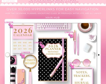 Digitaler Planer 2026, Goodnotes-Planer, iPad-Planer, Notability-Tages-, Wochen- und Monatsplaner, Digitaler Download, ADHS-Planer