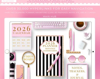Digitaler Planer 2026, Goodnotes-Planer, iPad-Planer, Notability-Tages-, Wochen- und Monatsplaner, Digitaler Download, ADHS-Planer