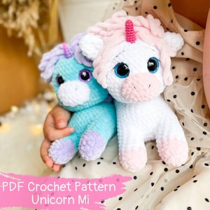 Crochet Unicorn Pdf Pattern Cute Plush Stuffed Toy Amigurumi Easy to Follow Pattern Small Handmade Adorable Rainbow Animal Home Decor Gift