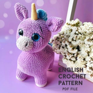 Crochet Pattern Rainbow Unicorn Plush Toy Amigurumi Cute Stuffed Toy Pdf Pattern Handmade Home Decor Adorable Unicorn Easy to Follow Pattern