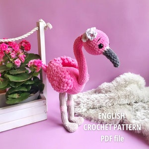 Crochet Pattern Cute Flamingo Pink Plush Toy Amigurumi Stuffed Animal Easy To Follow Pattern Adorable Handmade Home Decor