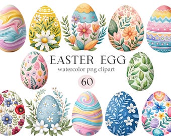 Easter Egg PNG, Watercolor Easter Clipart, Digital Download