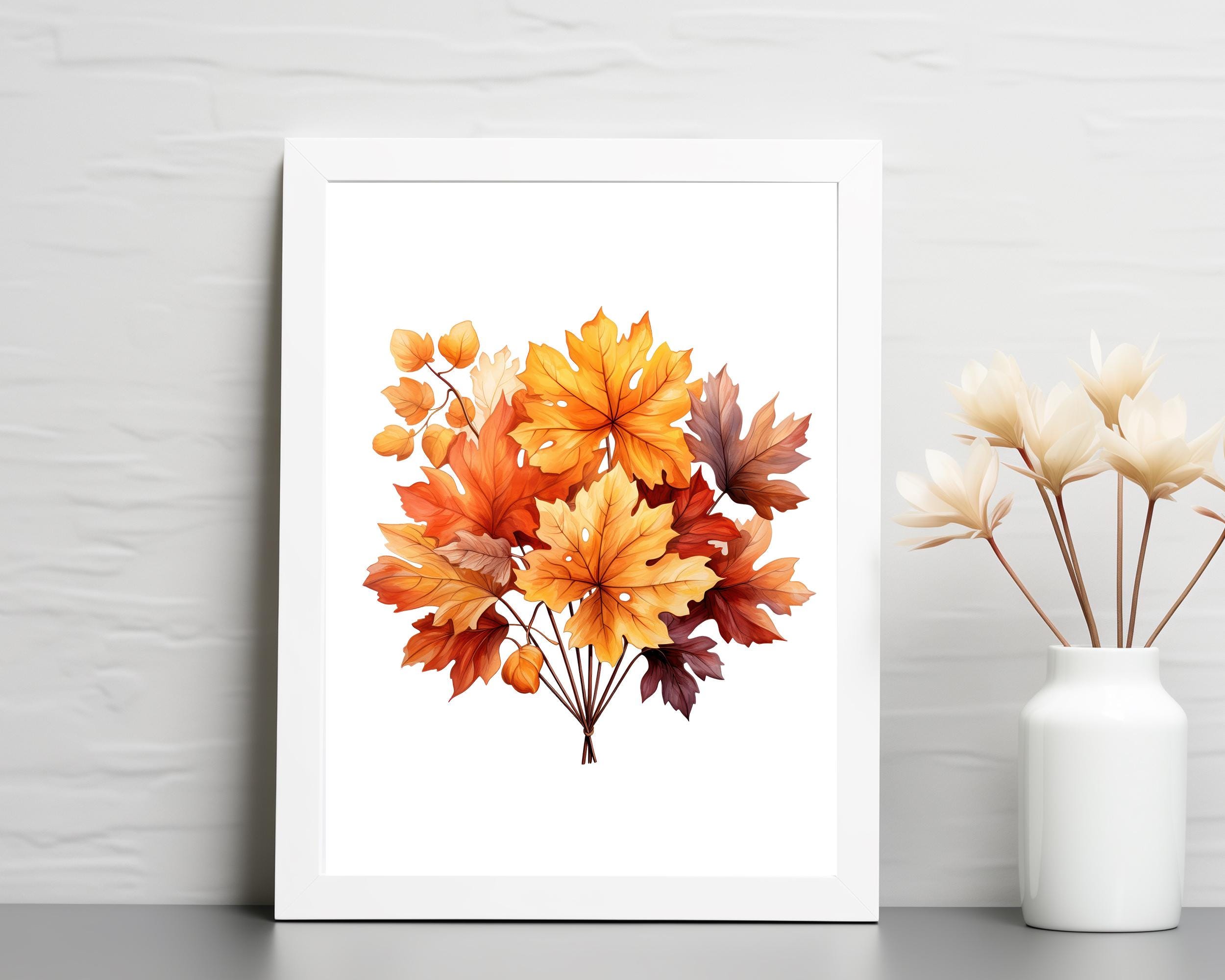Autumn Leaves Clipart, Watercolor Fall Leaf PNG, Digital Download - Etsy