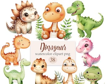 Dinosaur PNG, Watercolor Dinosaur Clipart, Digital Download