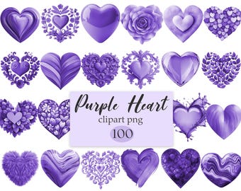 Lila hjärta Clipart, hjärta PNG, digital nedladdning