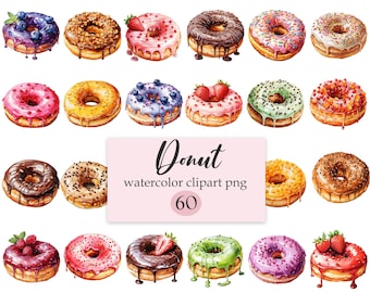 Donut Clipart, Dessert PNG, Sweet Treats, Digital Download