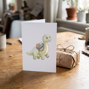 Cute Dinosaur clipart design printed on a card, as an example