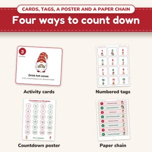 The activity advent calendar: cards, tags, a countdown poster and a paper chain