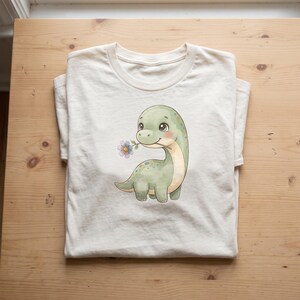 Cute Dinosaur clipart design printed on a shirt, as an example