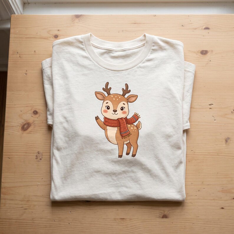 Christmas Reindeer clipart design printed on a shirt, as an example