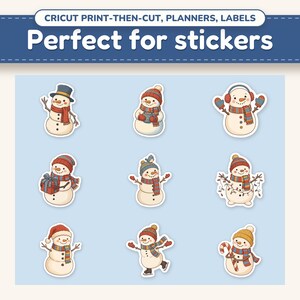 Winter Snowman clipart printed as a die-cut sticker sheet