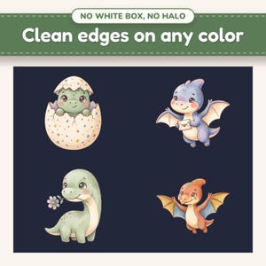 Cute Dinosaur clipart designs on a dark background with clean edges