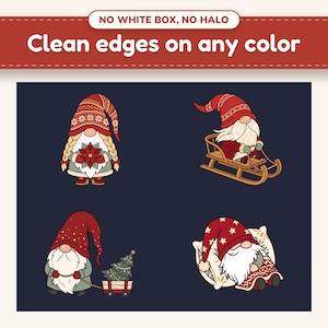 Christmas Gnome clipart designs on a dark background with clean edges