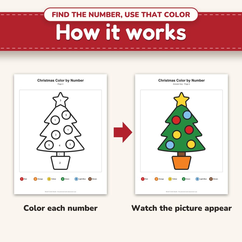 Christmas Color by Number clipart listing photo