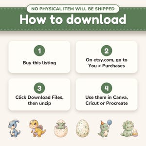 Instant digital download, no physical item shipped, and how to download the files