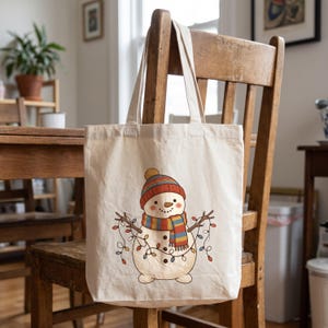 Winter Snowman clipart design printed on a tote, as an example