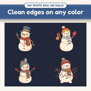 Winter Snowman clipart designs on a dark background with clean edges