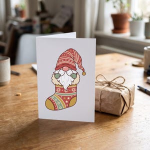 Christmas Gnome clipart design printed on a card, as an example