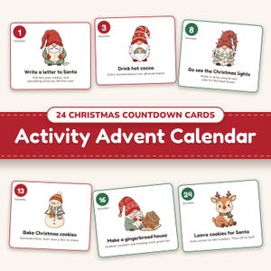 Christmas Activity Advent Calendar Printable for Kids, Countdown Cards, Tags and Paper Chain