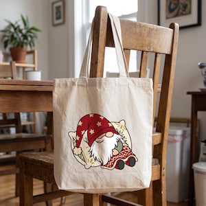 Christmas Gnome clipart design printed on a tote, as an example