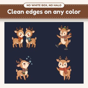 Christmas Reindeer clipart designs on a dark background with clean edges