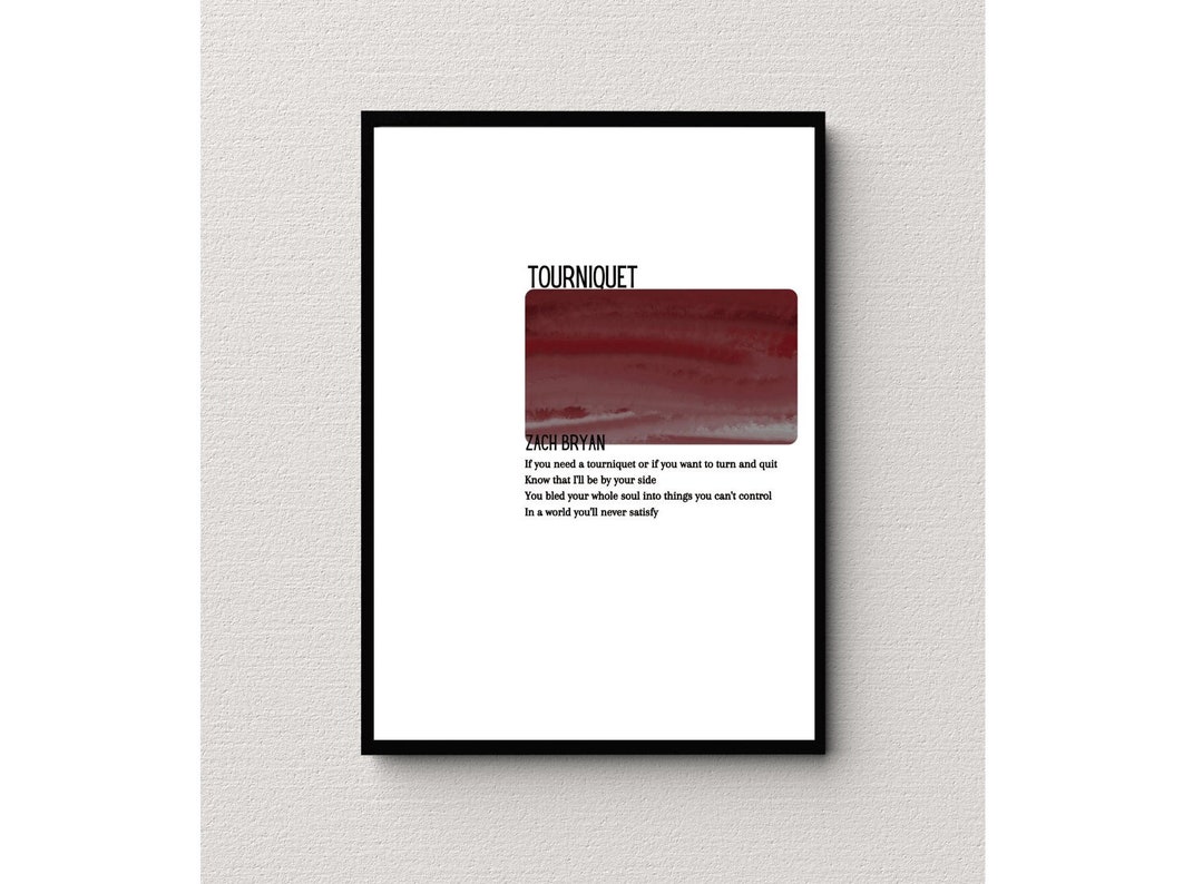 Zach Bryan Poster Tourniquet Digital Print Lyrical Picture Etsy