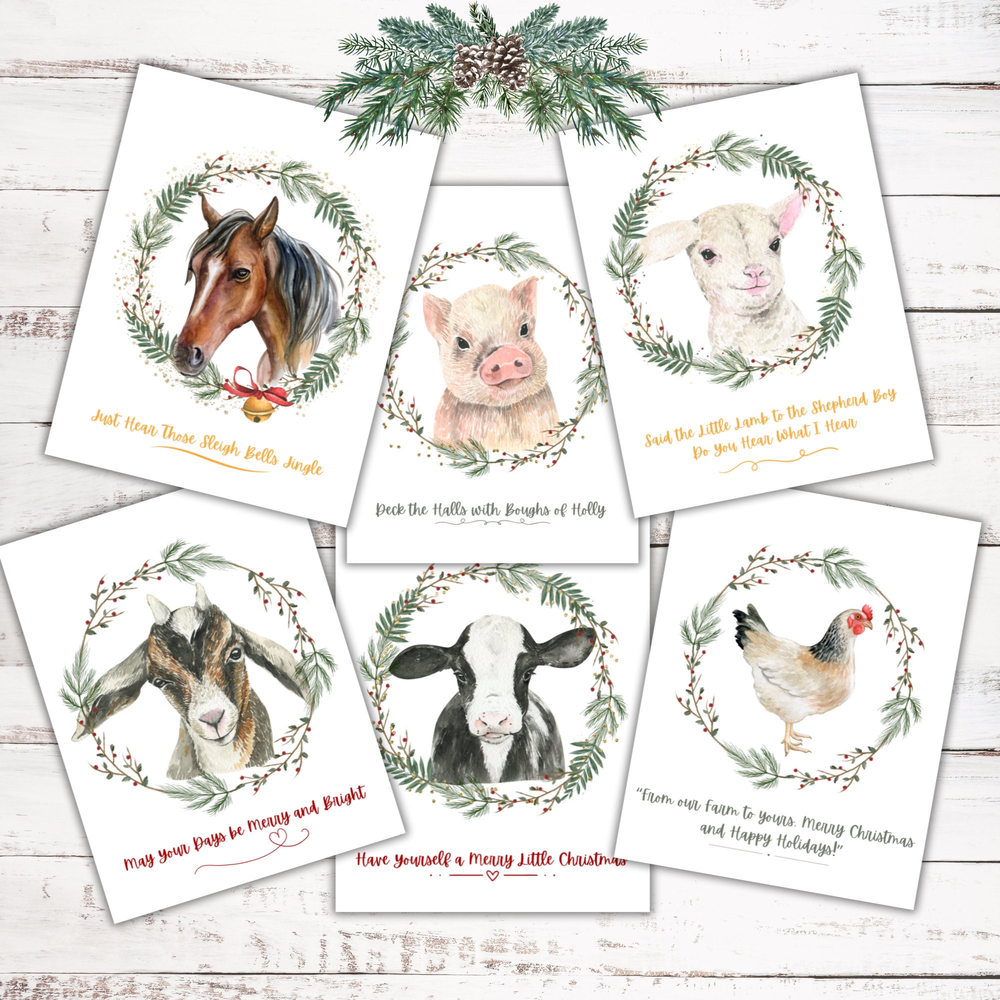 Christmas Farm Animals Card Set Rustic Christmas Instant Download Printable Horse Christmas Card Barnyard Animals Bundle Cow - Etsy christmas-farm-animals-card-set-rustic-christmas-instant-download-printable-horse-christmas-card-barnyard-animals-bundle-cow-etsy