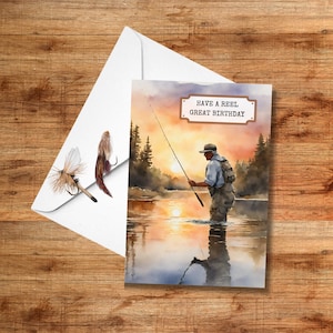 carte d'anniversaire de pêche | Jeu de mots de pêche | carte d'anniversaire grand-père | carte mari | Oncle de Zazzle.be Liste d'envies Vous avez des idées ? Numérique | Imprimable | Pêche à la mouche | Nature