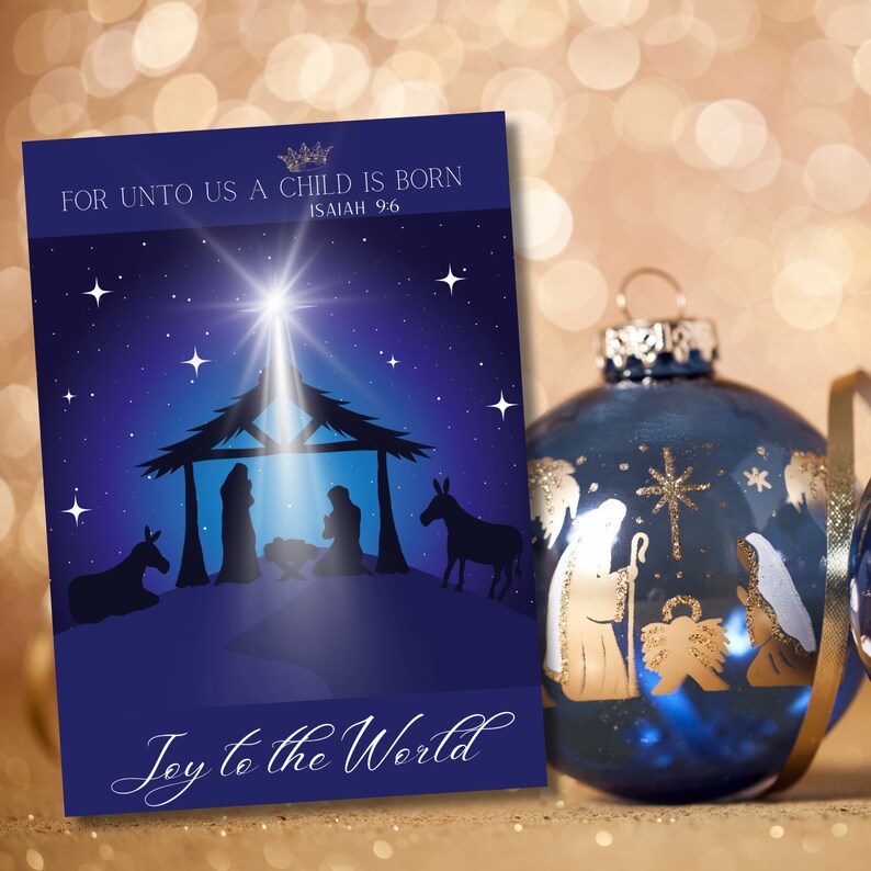 Nativity Scene Christmas Card Printable Mary and Joseph Christian