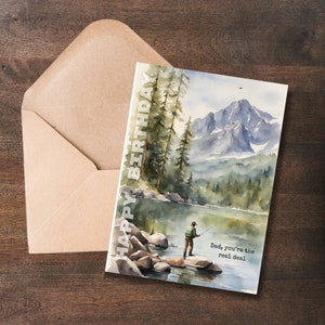 Happy Birthday Fly Fishing Trout Card, Husband Card, Simple