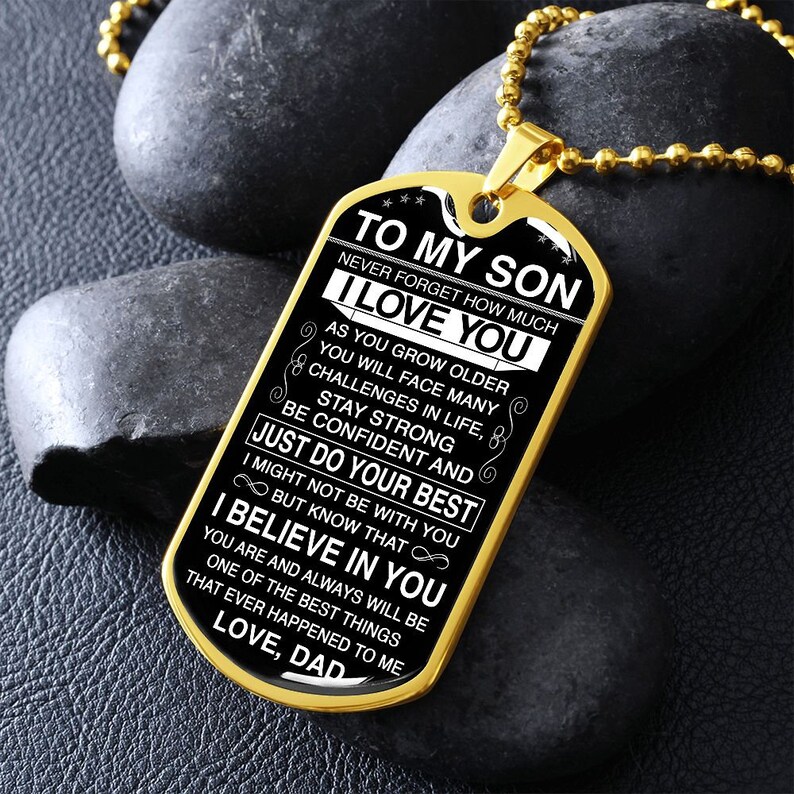 Geschenk Für Sohn Von Dad – Edelstahl-Karte Mit Liebesbotschaft | Personalisiert Für Geburtstag & Vatertag