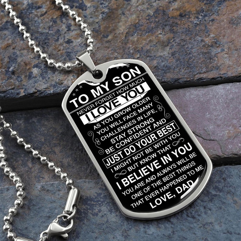 Geschenk Für Sohn Von Dad – Edelstahl-Karte Mit Liebesbotschaft | Personalisiert Für Geburtstag & Vatertag