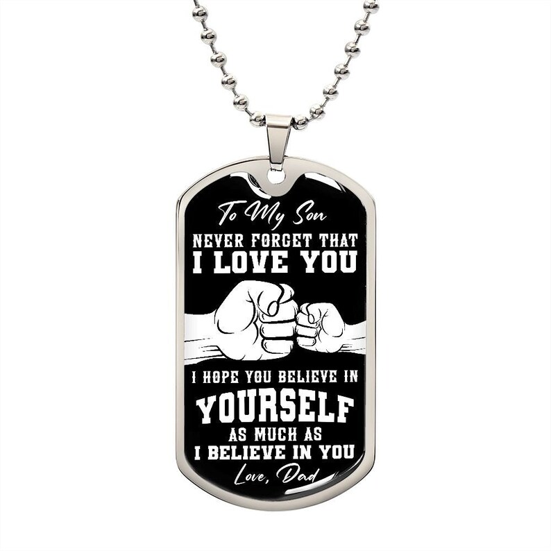 SUMMER LOVE Dog Tag Necklace For Son From Dad - Military Style Stainless Steel Gift For Birthday, Graduation - View #2