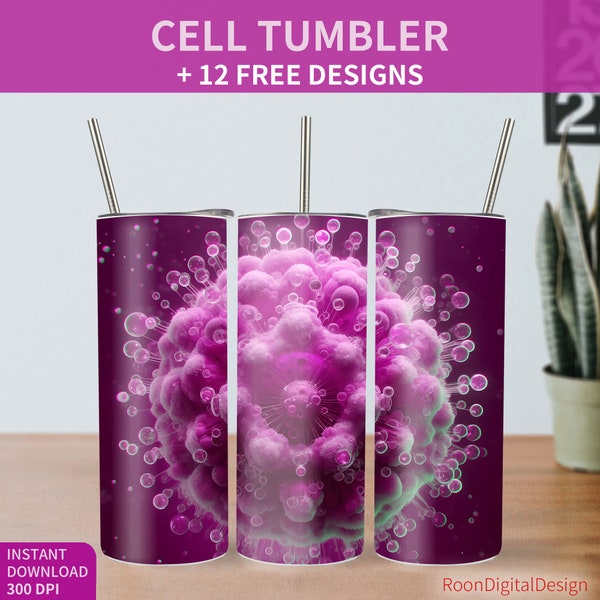 Cell Specimen Jar 20oz Skinny Tumbler Sublimation Design, Biology Digital Download PNG Instant, Gift for Science Lover Straight Tumbler Wrap