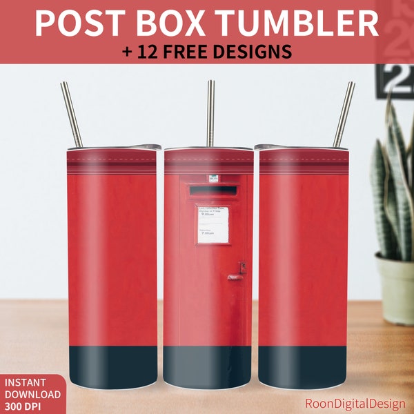 Red Post Box 20oz Skinny Tumbler Sublimation Design, Digital Download PNG Instant, Tumbler Wrap Bundle, Commercial, Funny, London, Printable