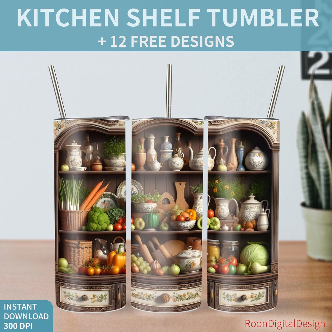 Vintage Kitchen Shelf 20oz Skinny Tumbler Sublimation Design Etsy