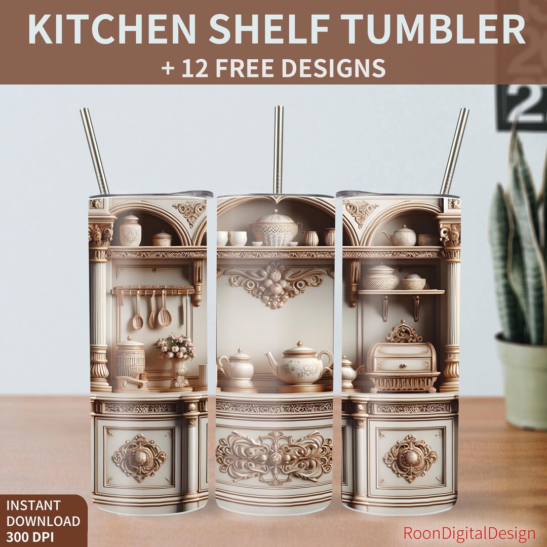 Vintage Kitchen Shelf 20oz Skinny Tumbler Sublimation Design, Cooking